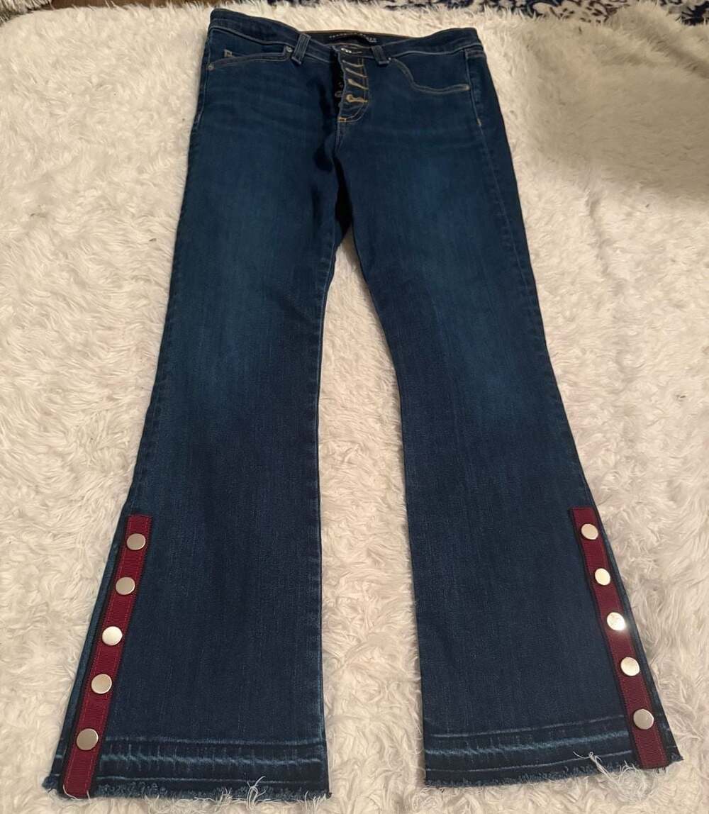 Veronica Beard Carolyn 10" Baby Boot Size 28 Dark Sea Fray Jeans